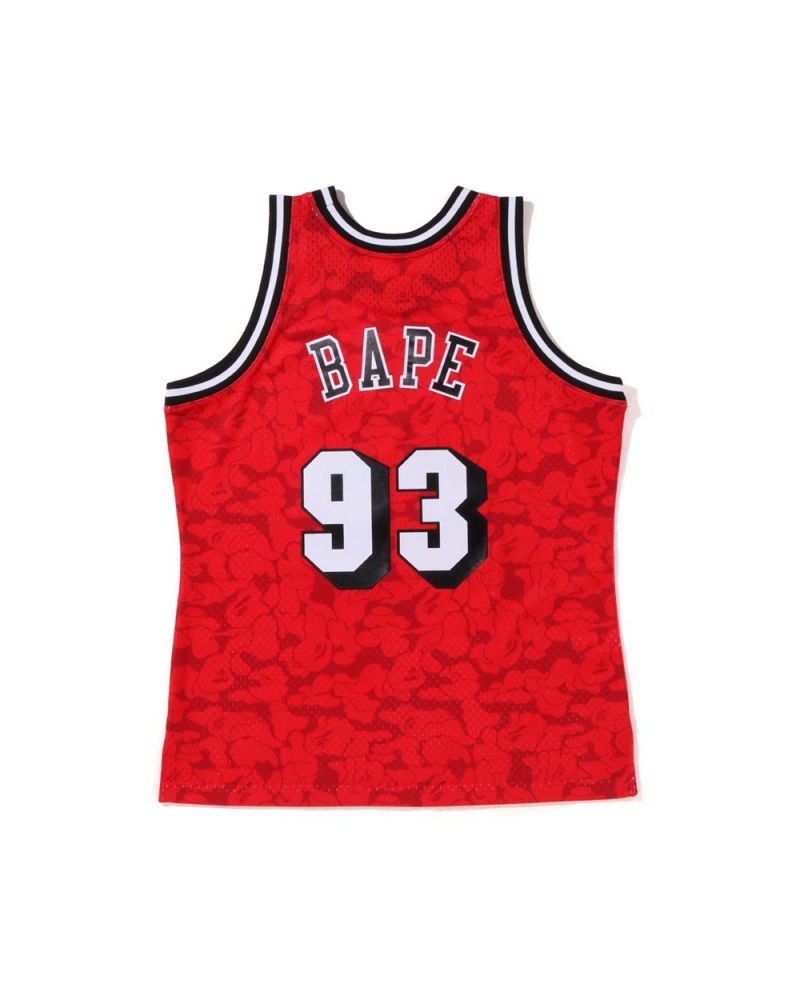 Bape X M&N Miami Heat Jersey Tank T-shirts Herren Hellrot | ACZ-732489