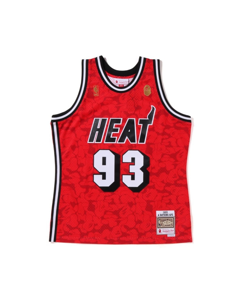 Bape X M&N Miami Heat Jersey Tank T-shirts Herren Hellrot | ACZ-732489